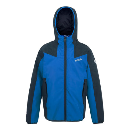 Navy-Snorkel Blue - Front - Regatta Childrens-Kids Volcanics Reflective Waterproof Jacket
