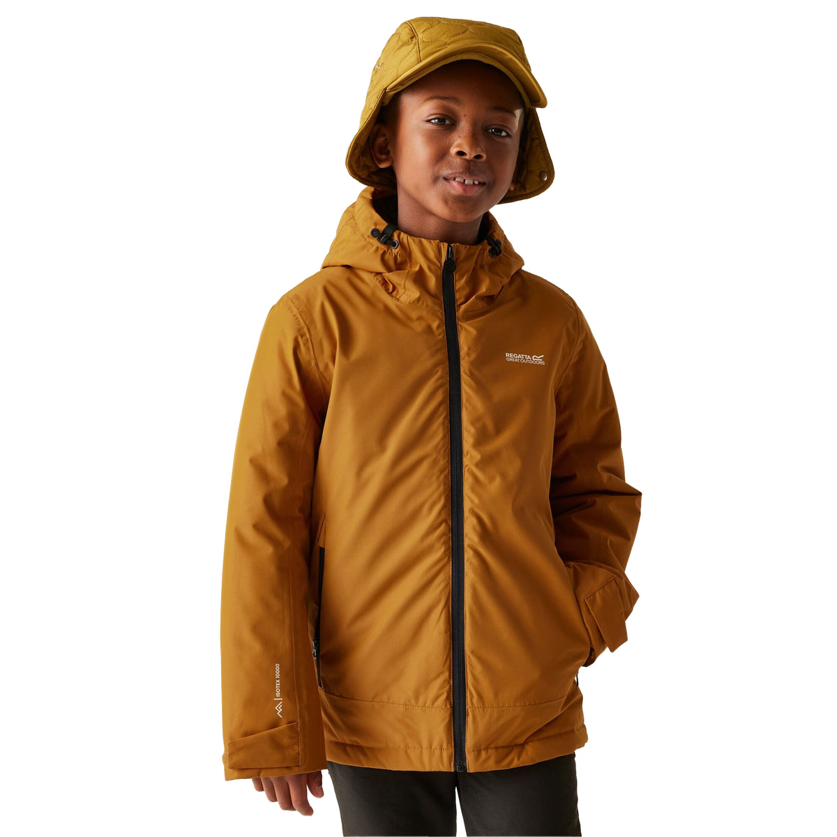 Pumpkin Spice-Black - Lifestyle - Regatta Childrens-Kids Frelton Waterproof Jacket