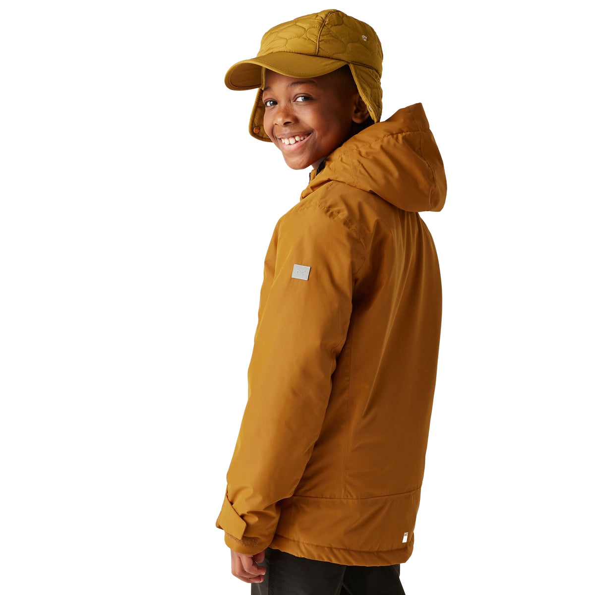 Pumpkin Spice-Black - Pack Shot - Regatta Childrens-Kids Frelton Waterproof Jacket