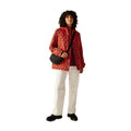 Red-Burnt Henna - Close up - Regatta Womens-Ladies Orla Kiely Floral Mid Length Waterproof Jacket