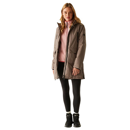 Mocha-Perfectly Pale - Close up - Regatta Womens-Ladies Gwynn Insulated Waterproof Jacket