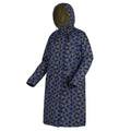 Blue-Dark Olive - Side - Regatta Womens-Ladies Orla Kiely Floral Long Length Waterproof Jacket