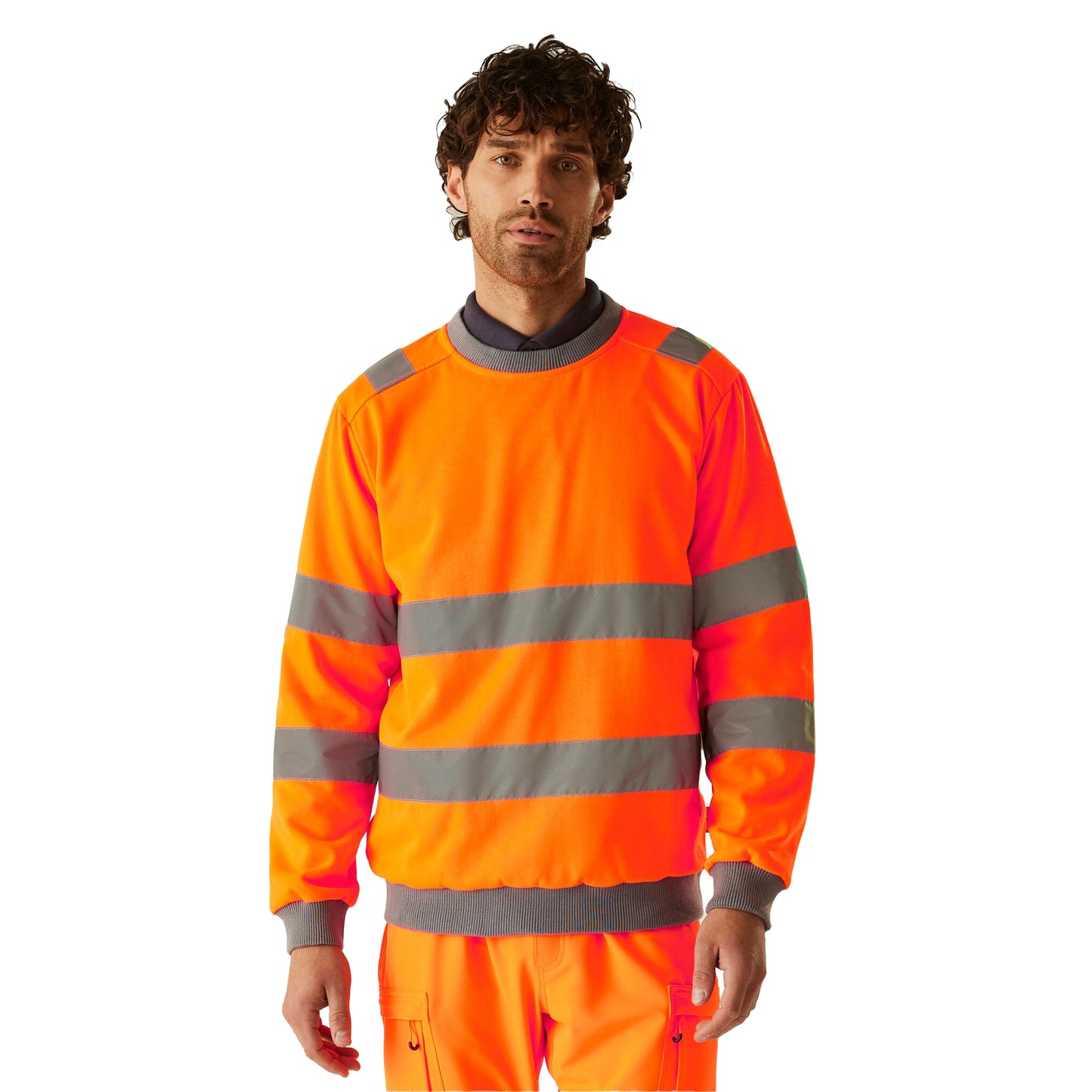 Orange - Lifestyle - Regatta Professional Mens Pro Contract Hi-Vis Crew Neck Sweatshirt