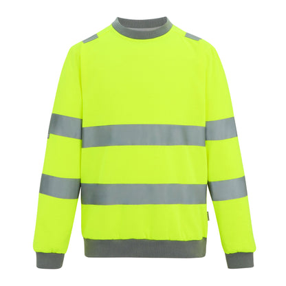 Yellow - Front - Regatta Professional Mens Pro Contract Hi-Vis Crew Neck Sweatshirt