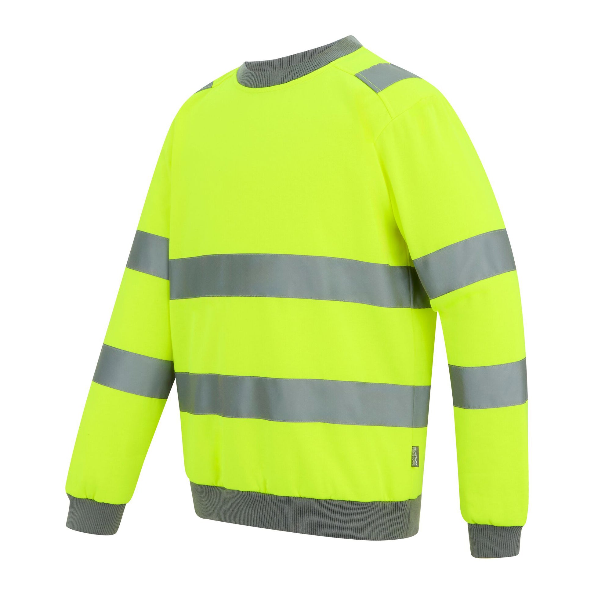 Yellow - Side - Regatta Professional Mens Pro Contract Hi-Vis Crew Neck Sweatshirt