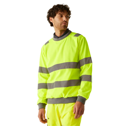 Yellow - Lifestyle - Regatta Professional Mens Pro Contract Hi-Vis Crew Neck Sweatshirt