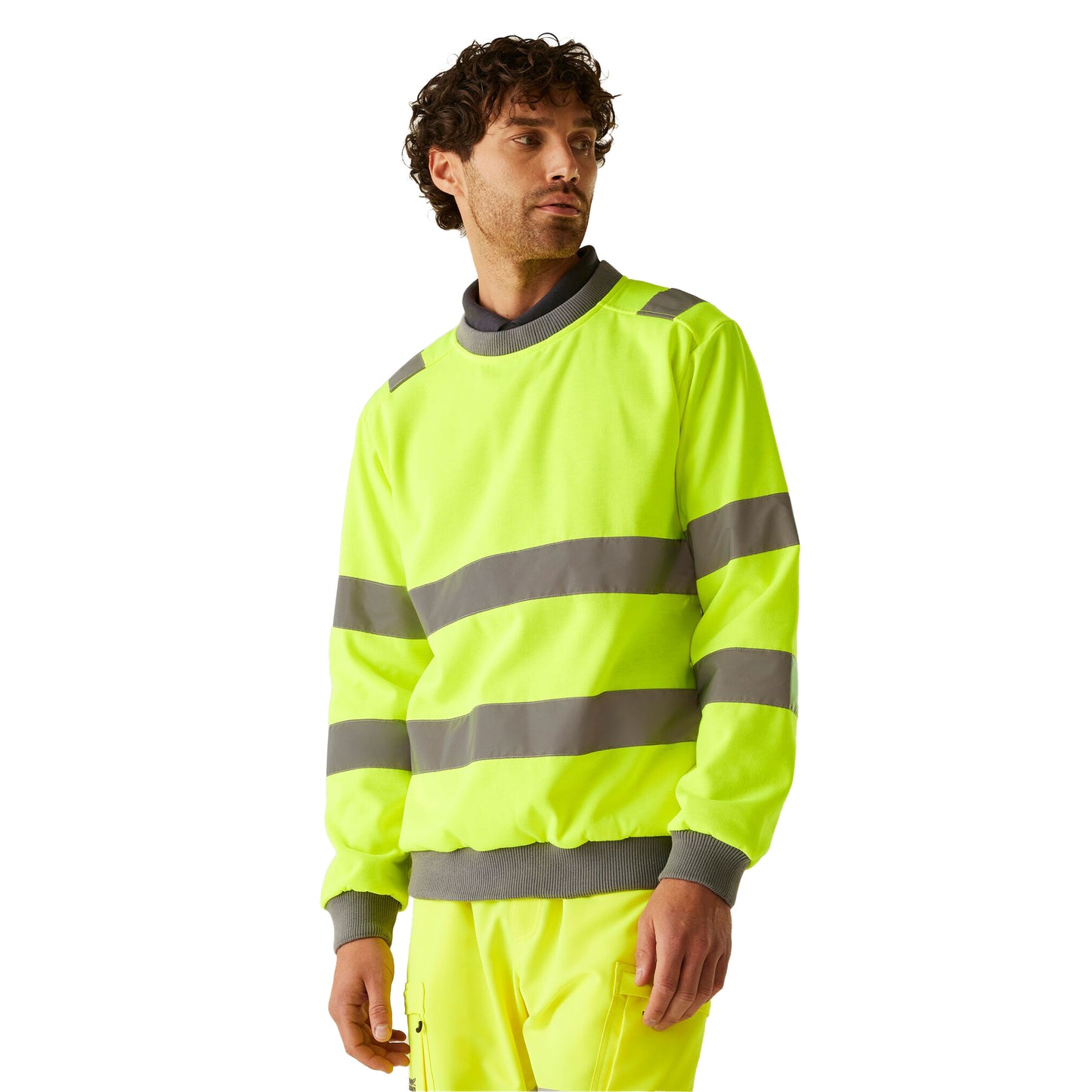Yellow - Lifestyle - Regatta Professional Mens Pro Contract Hi-Vis Crew Neck Sweatshirt