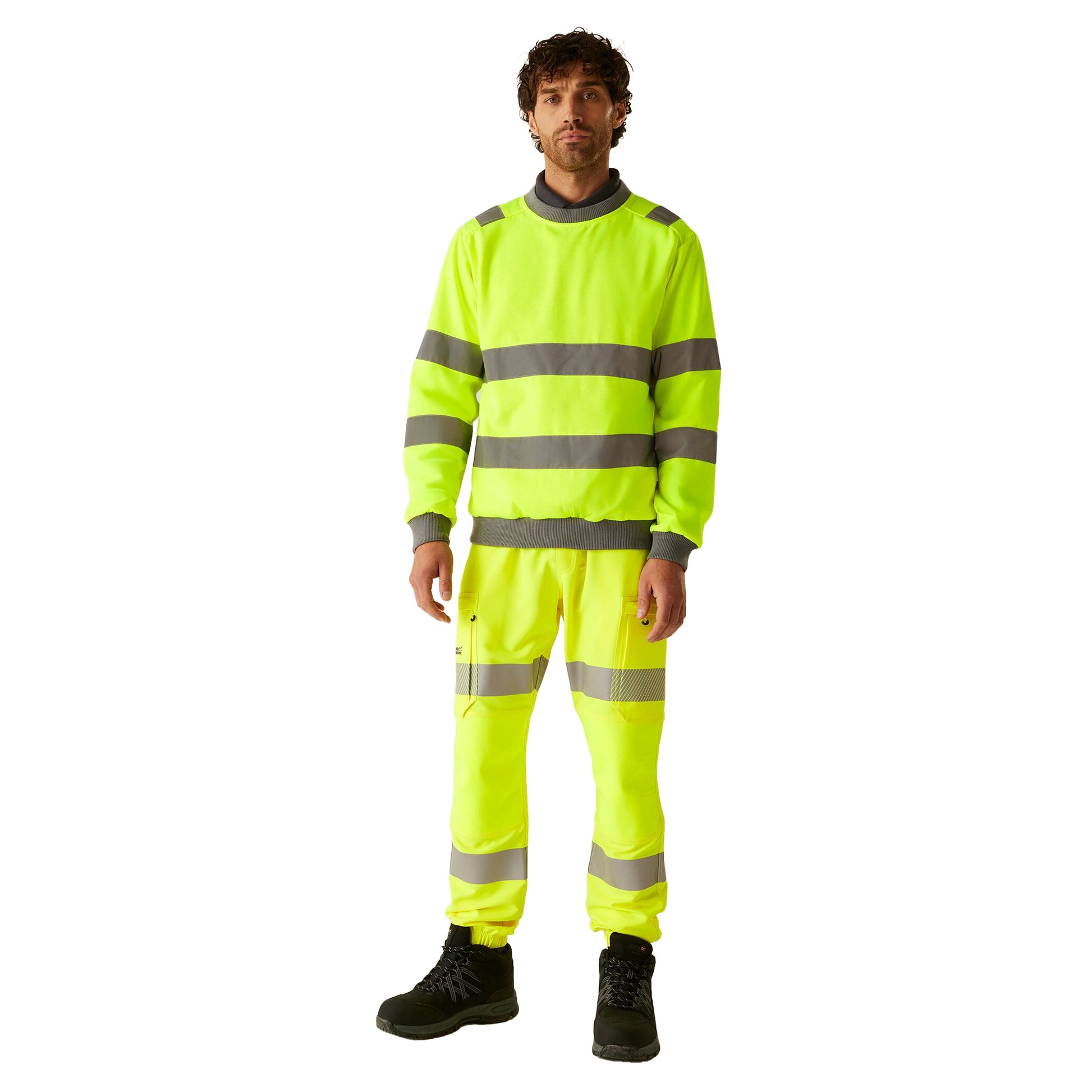 Yellow - Pack Shot - Regatta Professional Mens Pro Contract Hi-Vis Crew Neck Sweatshirt