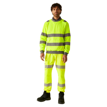Yellow - Pack Shot - Regatta Professional Mens Pro Contract Hi-Vis Crew Neck Sweatshirt