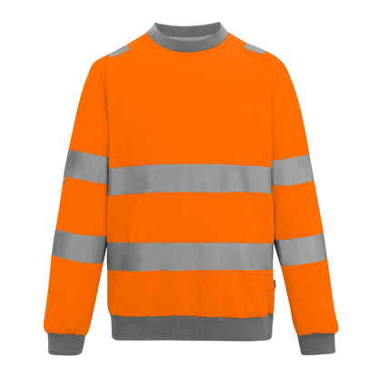 Orange - Front - Regatta Professional Mens Pro Contract Hi-Vis Crew Neck Sweatshirt