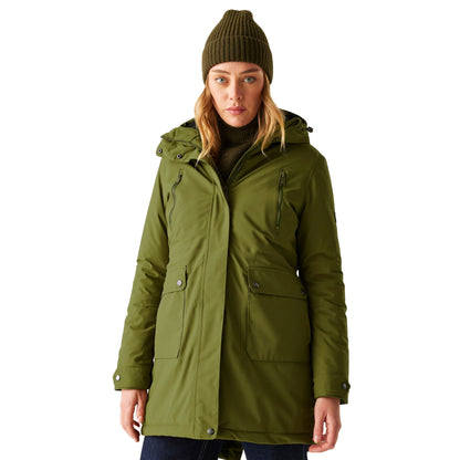 Nephrite Green-Black - Front - Regatta Womens-Ladies Valenta Waterproof Jacket