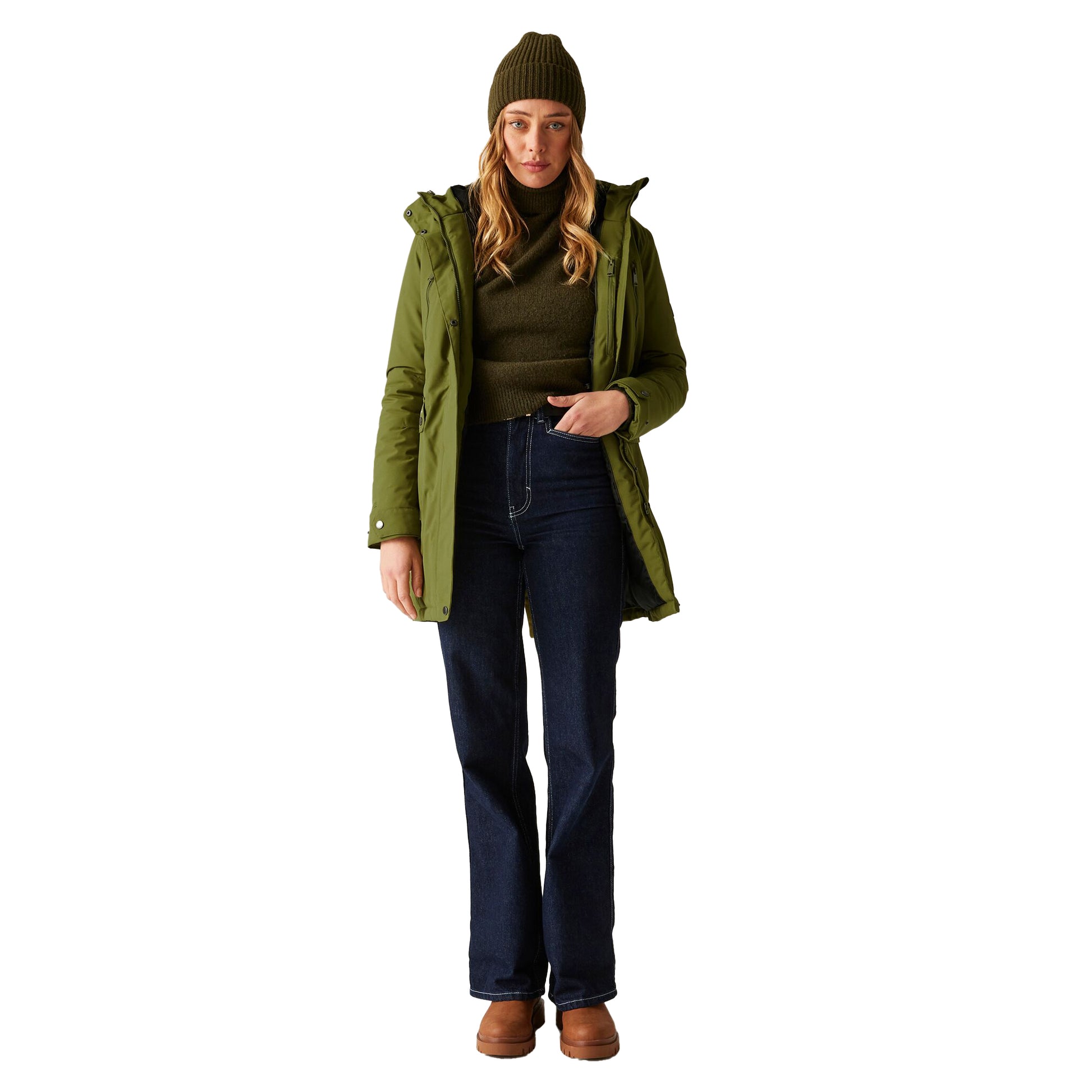 Nephrite Green-Black - Lifestyle - Regatta Womens-Ladies Valenta Waterproof Jacket