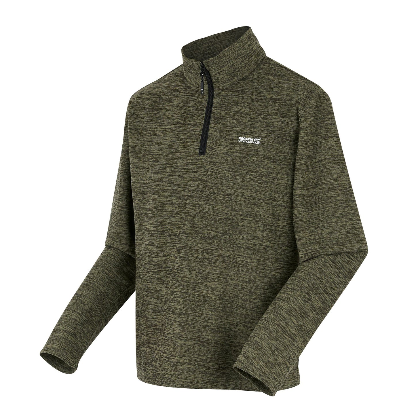 Oil Green - Side - Regatta Mens Thompson Marl Half Zip Fleece Jacket