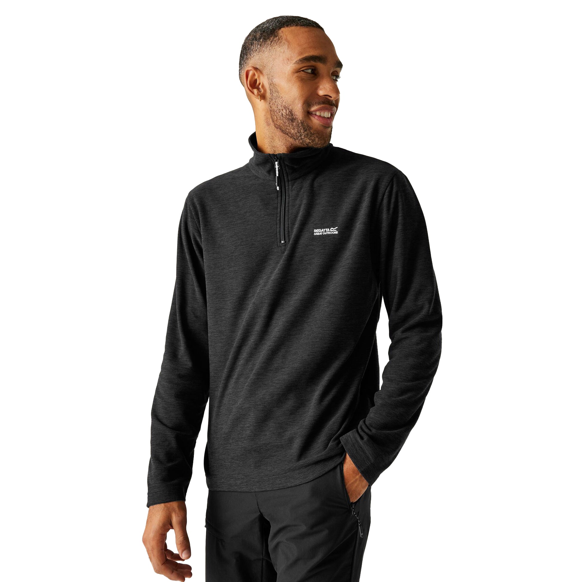 Ash - Lifestyle - Regatta Mens Thompson Marl Half Zip Fleece Jacket
