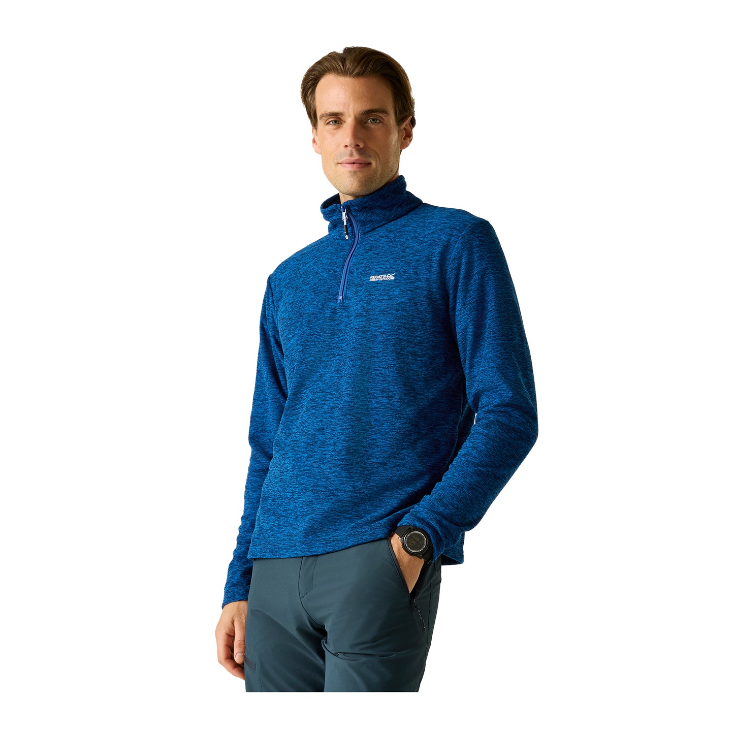 Olympian Blue - Lifestyle - Regatta Mens Thompson Marl Half Zip Fleece Jacket