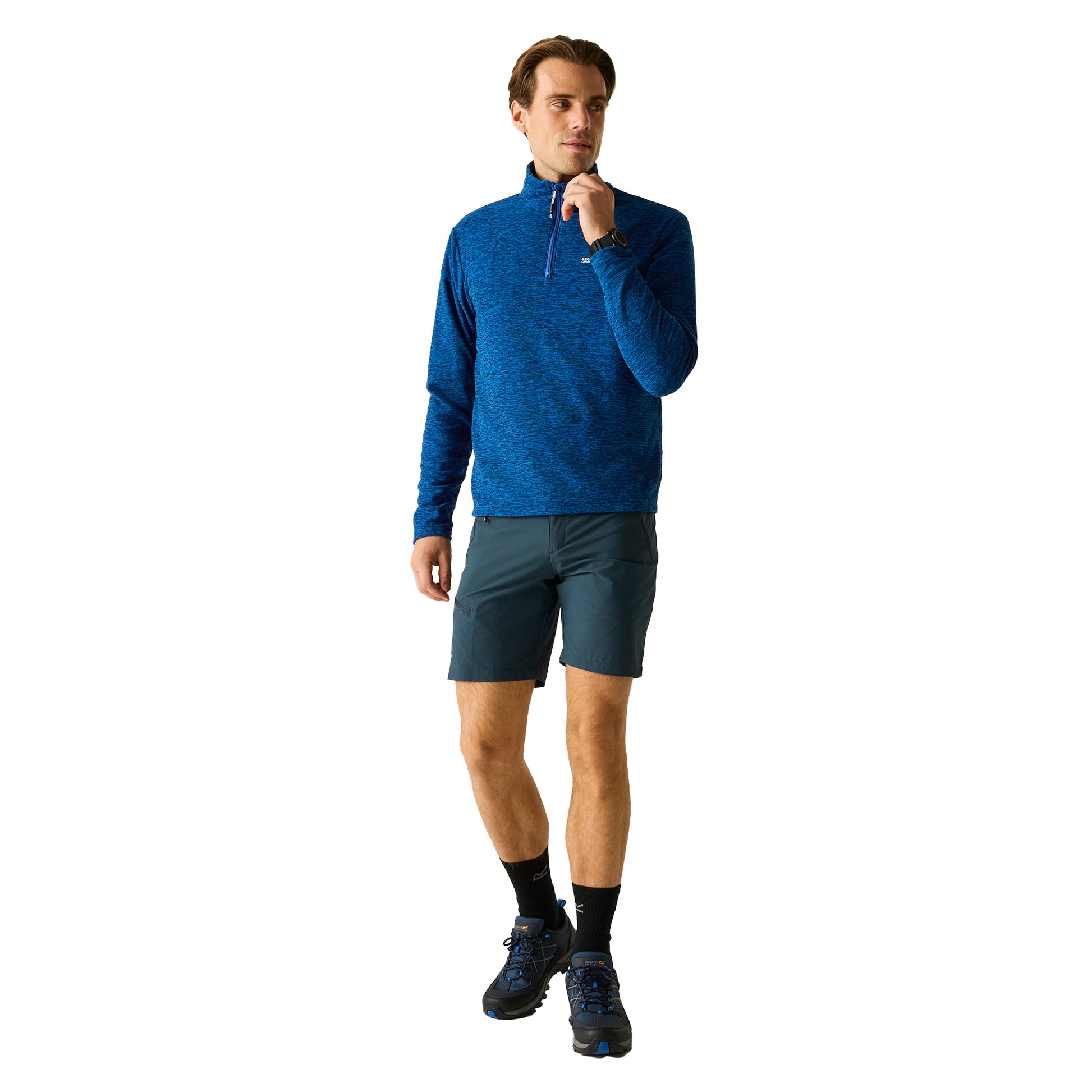 Olympian Blue - Pack Shot - Regatta Mens Thompson Marl Half Zip Fleece Jacket