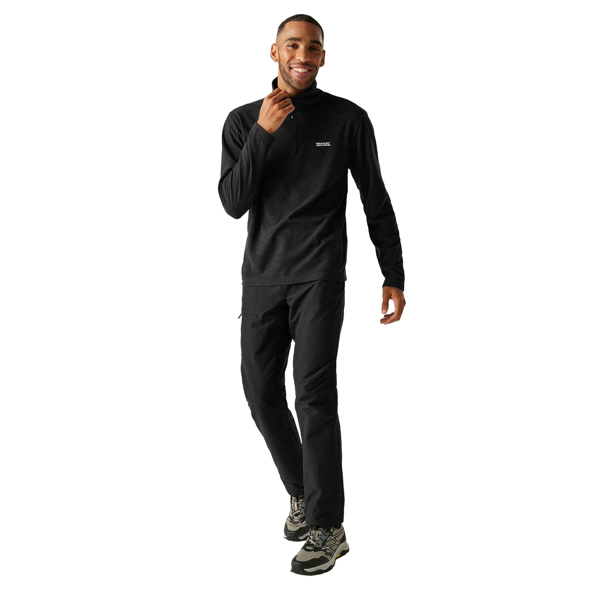Ash - Pack Shot - Regatta Mens Thompson Marl Half Zip Fleece Jacket