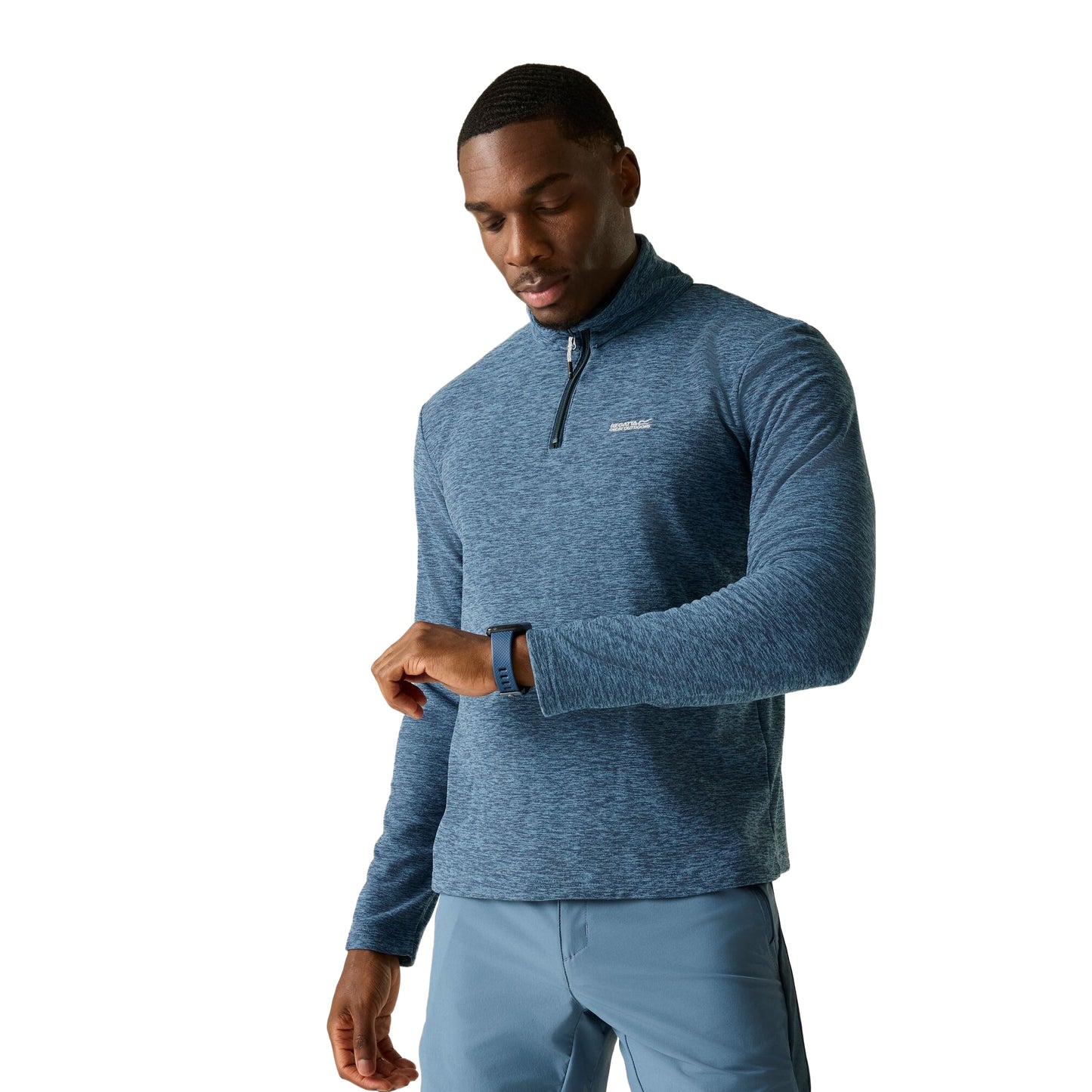 China Blue - Lifestyle - Regatta Mens Thompson Marl Half Zip Fleece Jacket