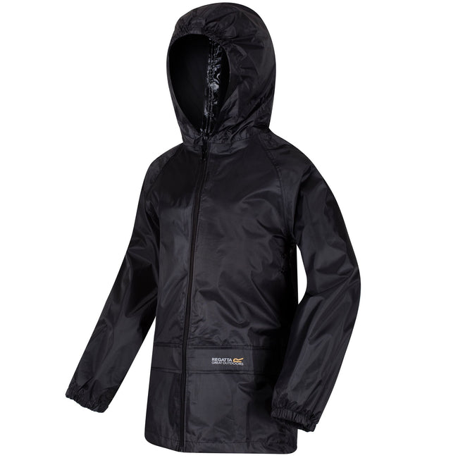 Black - Side - Regatta Great Outdoors Childrens-Kids Stormbreak Waterproof Jacket