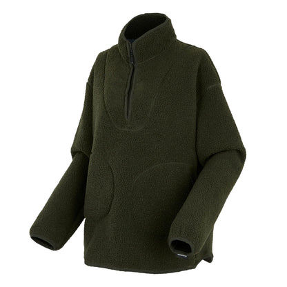 Dark Khaki - Side - Regatta Womens-Ladies Frankie Borg Quarter Zip Fleece Top