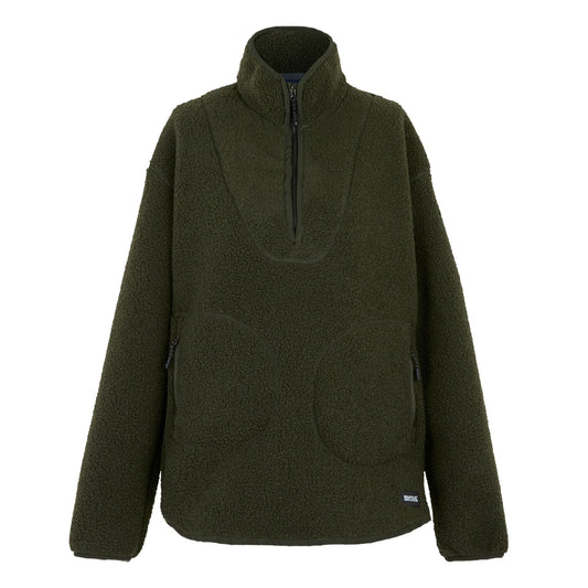 Dark Khaki - Front - Regatta Womens-Ladies Frankie Borg Quarter Zip Fleece Top