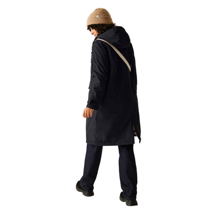 Black - Pack Shot - Regatta Womens-Ladies Orla Kiely Wiggle Long Length Waterproof Jacket