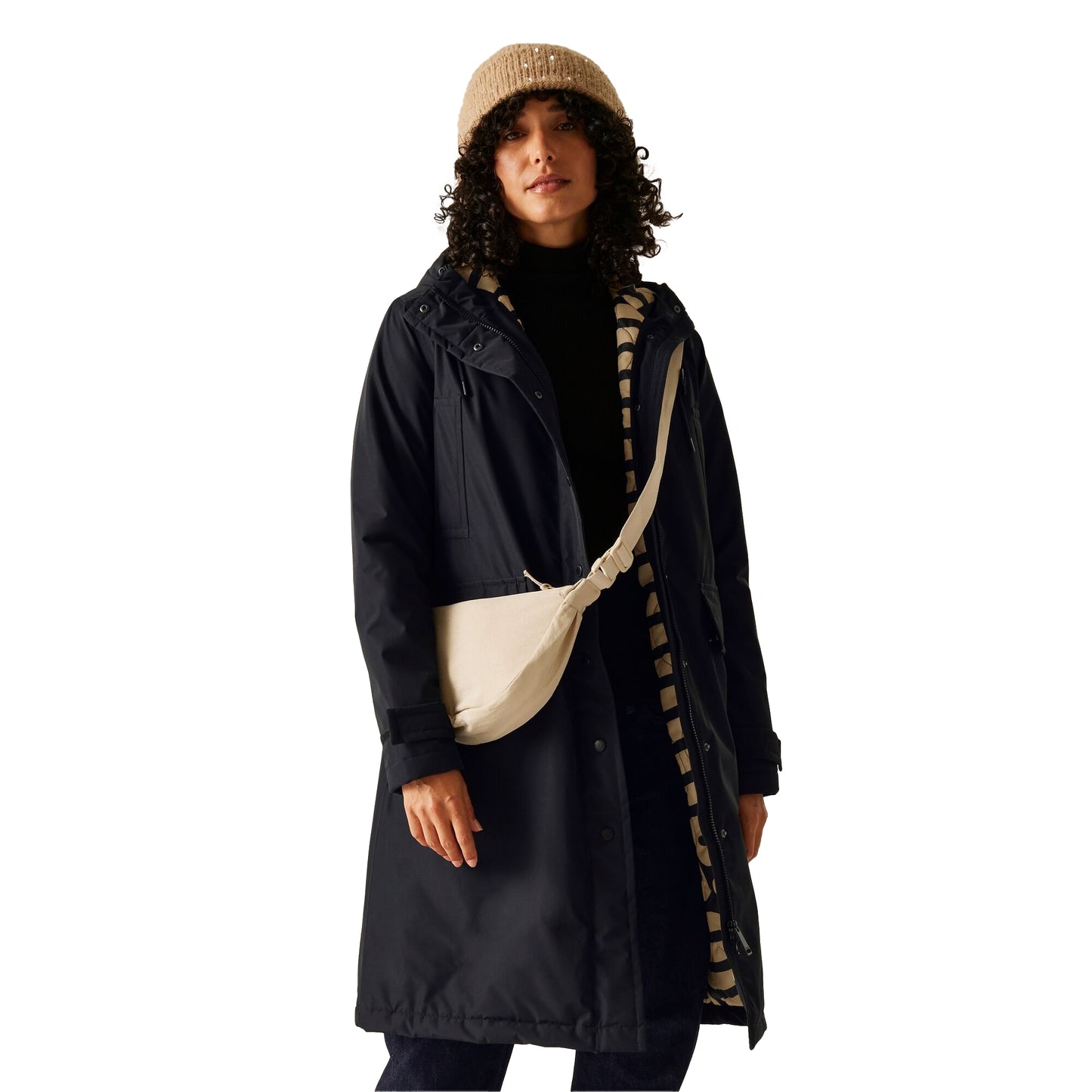 Black - Lifestyle - Regatta Womens-Ladies Orla Kiely Wiggle Long Length Waterproof Jacket