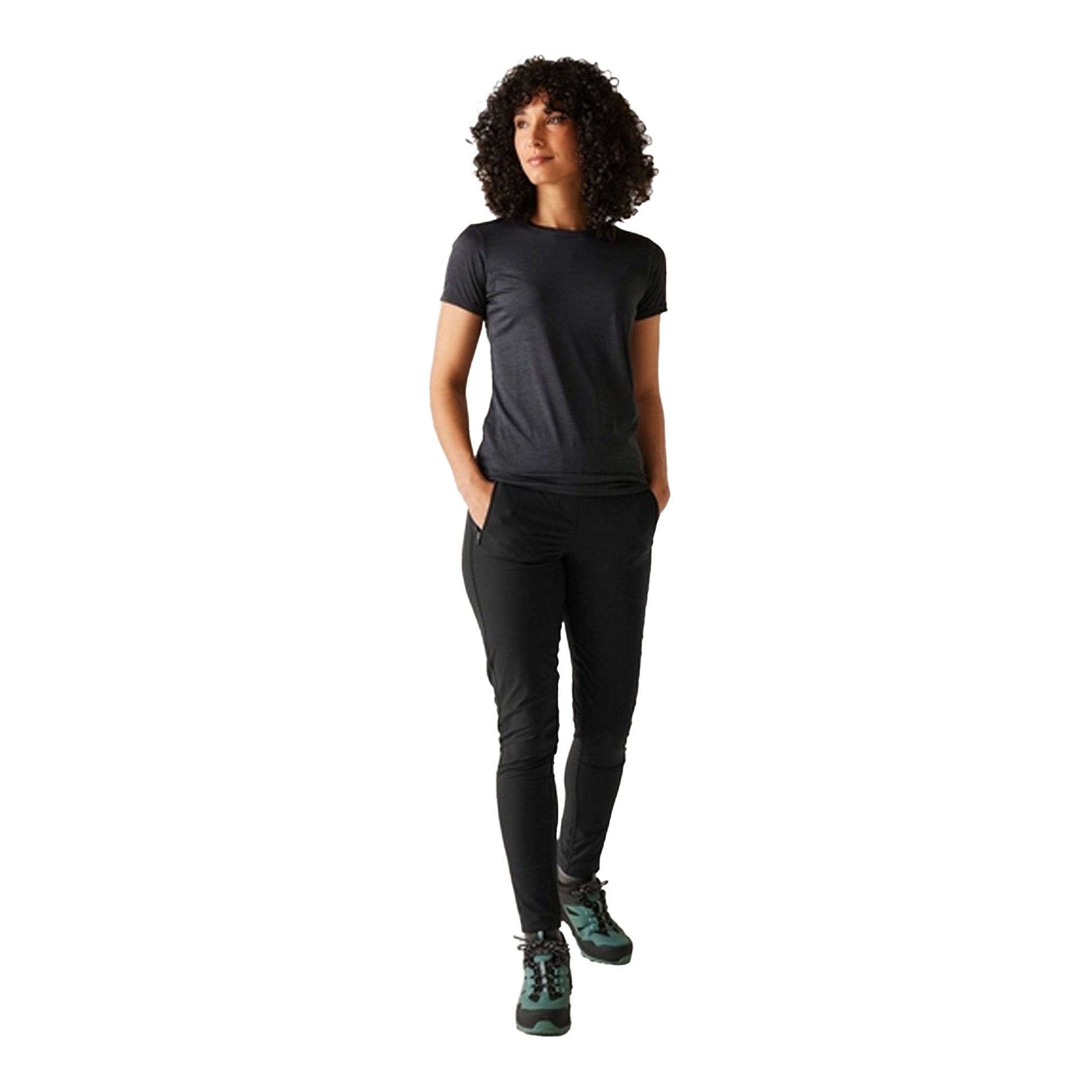 Black - Close up - Regatta Womens-Ladies Pentre II Stretch Walking Trousers