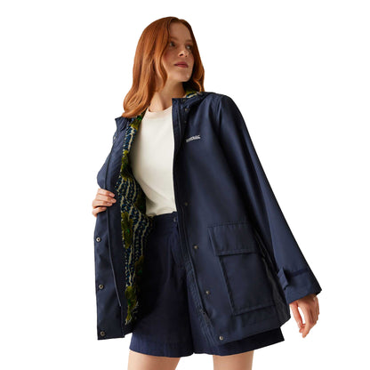 Navy - Lifestyle - Regatta Womens-Ladies Orla Kiely Lotus Waterproof Jacket