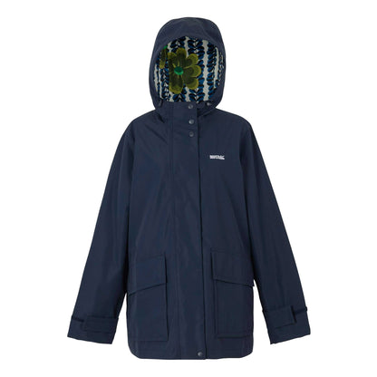 Navy - Front - Regatta Womens-Ladies Orla Kiely Lotus Waterproof Jacket