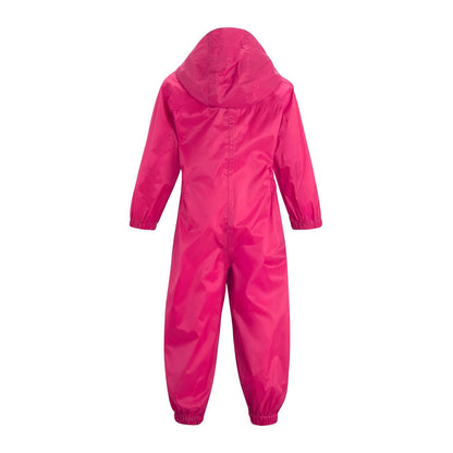 Jem Pink - Back - Regatta Childrens-Kids Waterproof Puddle Suit