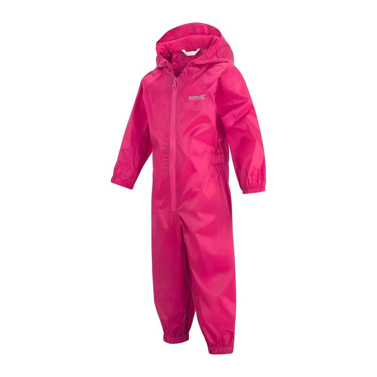 Jem Pink - Side - Regatta Childrens-Kids Waterproof Puddle Suit