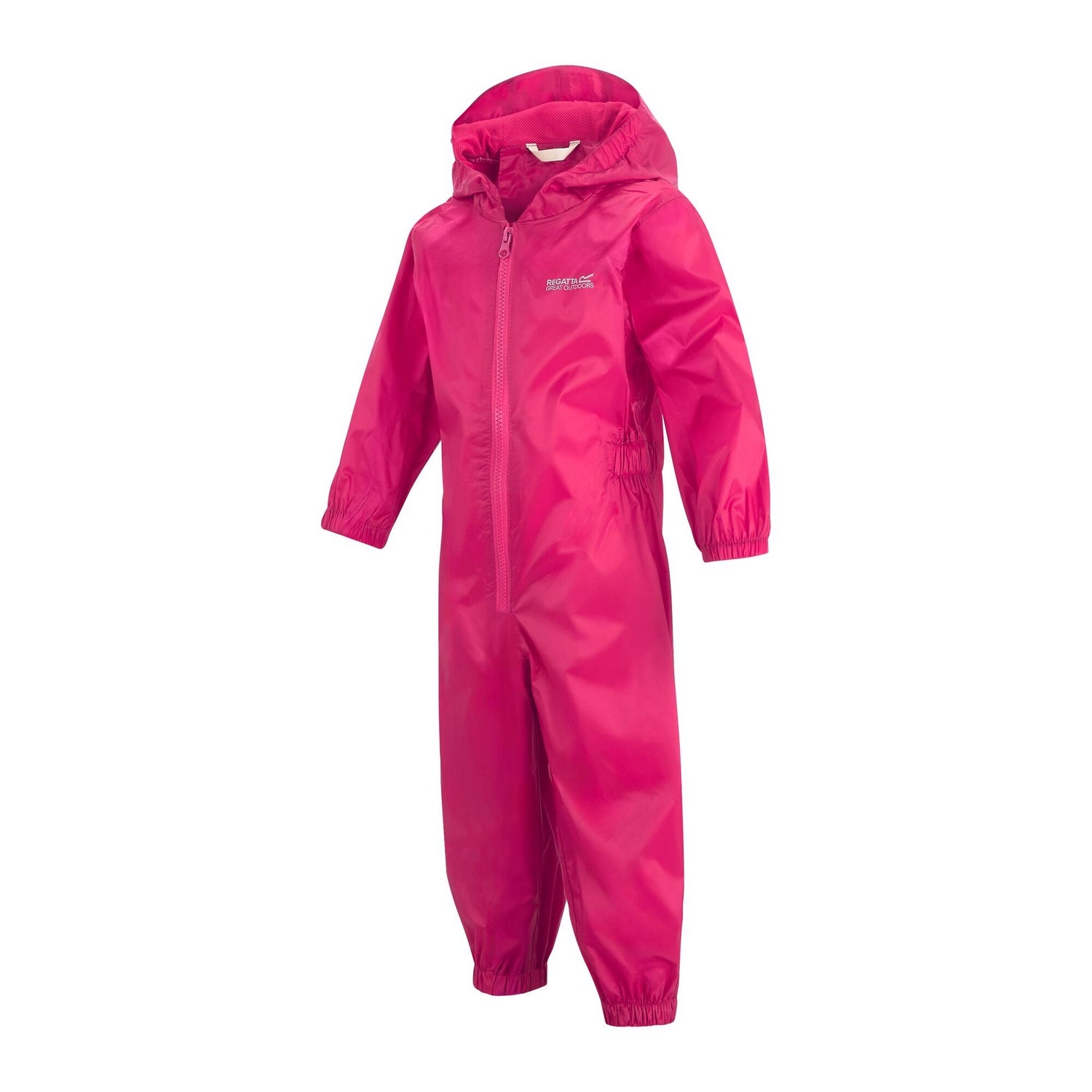 Jem Pink - Side - Regatta Childrens-Kids Waterproof Puddle Suit