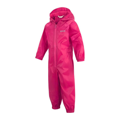Jem Pink - Side - Regatta Childrens-Kids Waterproof Puddle Suit