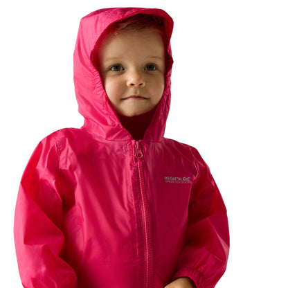 Jem Pink - Lifestyle - Regatta Childrens-Kids Waterproof Puddle Suit