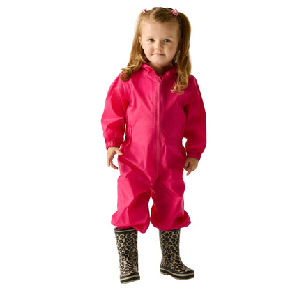 Jem Pink - Pack Shot - Regatta Childrens-Kids Waterproof Puddle Suit