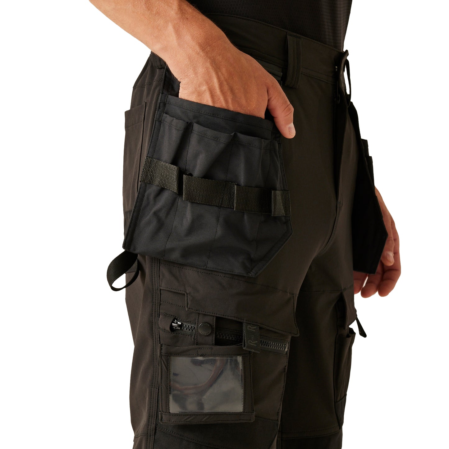 Yellow-Black - Lifestyle - Regatta Mens High-Vis Holster Pocket Work Trousers