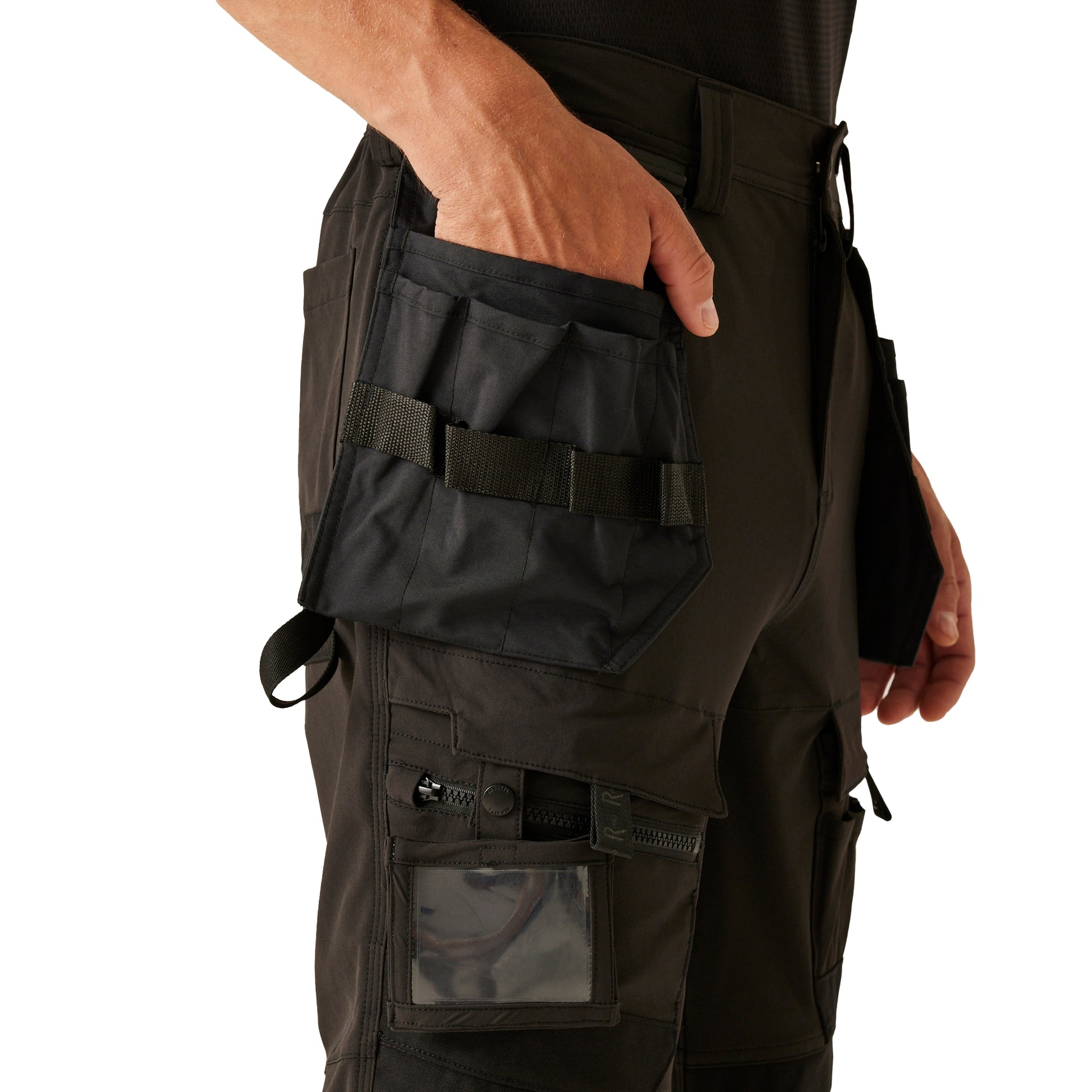 Yellow-Black - Lifestyle - Regatta Mens High-Vis Holster Pocket Work Trousers