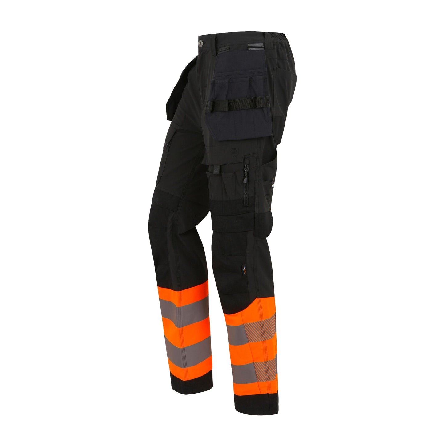 Orange-Black - Side - Regatta Mens High-Vis Holster Pocket Work Trousers