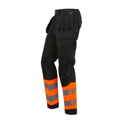 Orange-Black - Side - Regatta Mens High-Vis Holster Pocket Work Trousers