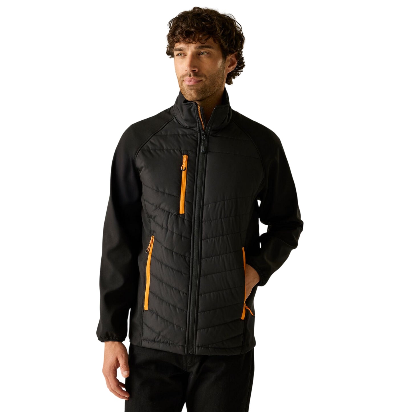Black-Orange Pop - Lifestyle - Regatta Mens Full Zip Padded Jacket