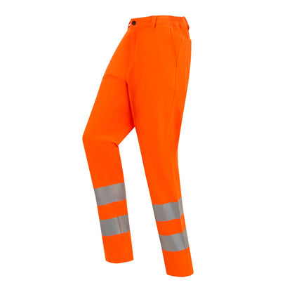 Orange - Side - Regatta Mens Stretch Hi-Vis Trousers