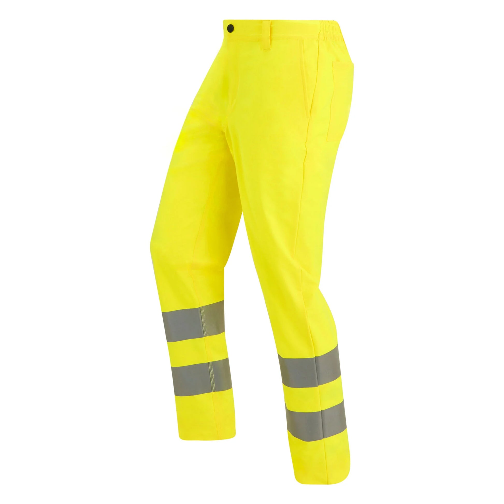 Yellow - Side - Regatta Mens Stretch Hi-Vis Trousers