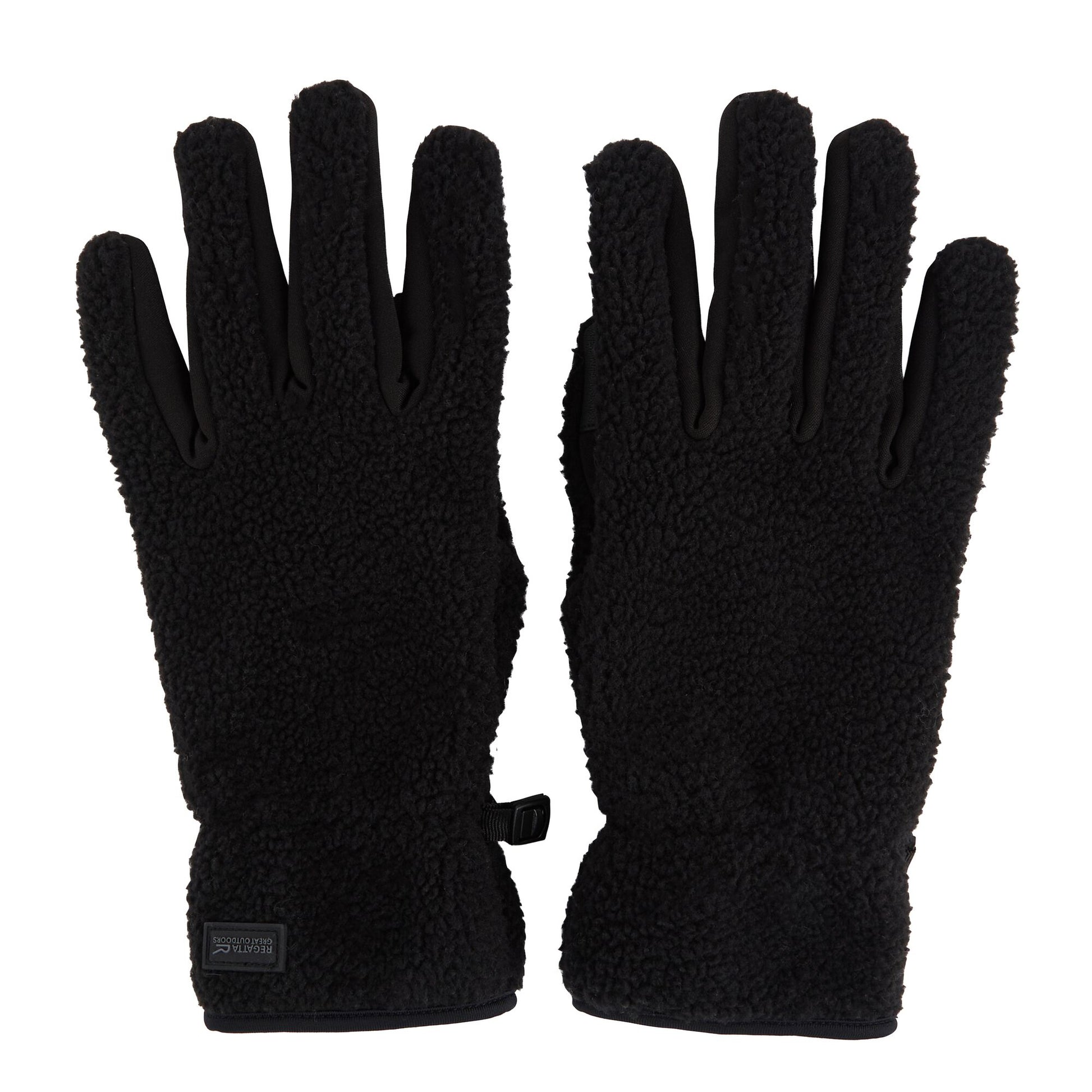 Black - Front - Regatta Unisex Adult Tech Touch Screen Borg Logo Winter Gloves