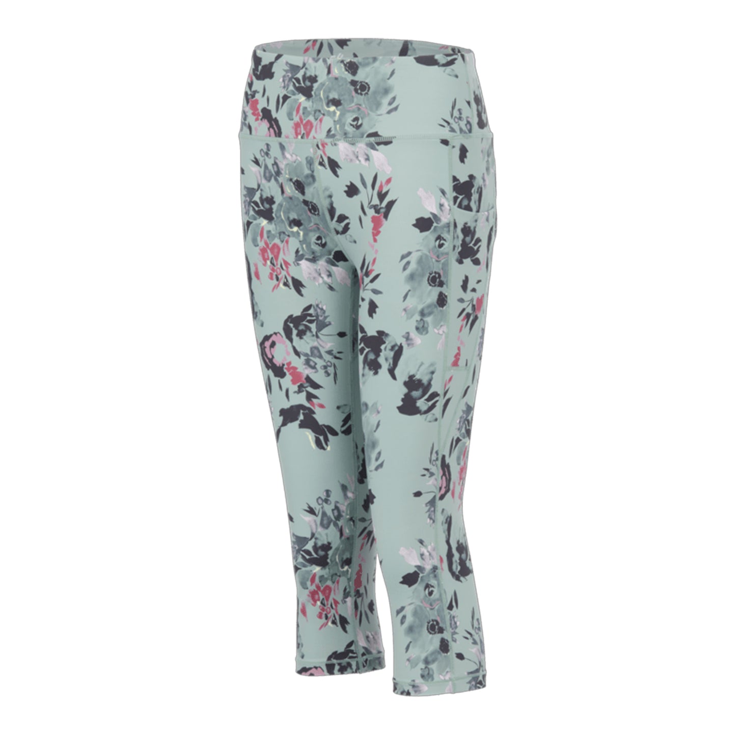 Glacier Green - Side - Dare 2B Womens-Ladies Influential II Floral 3-4 Leggings