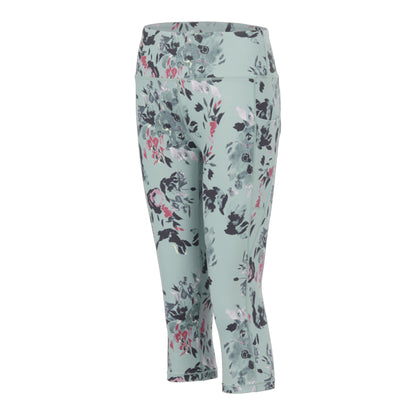 Glacier Green - Side - Dare 2B Womens-Ladies Influential II Floral 3-4 Leggings