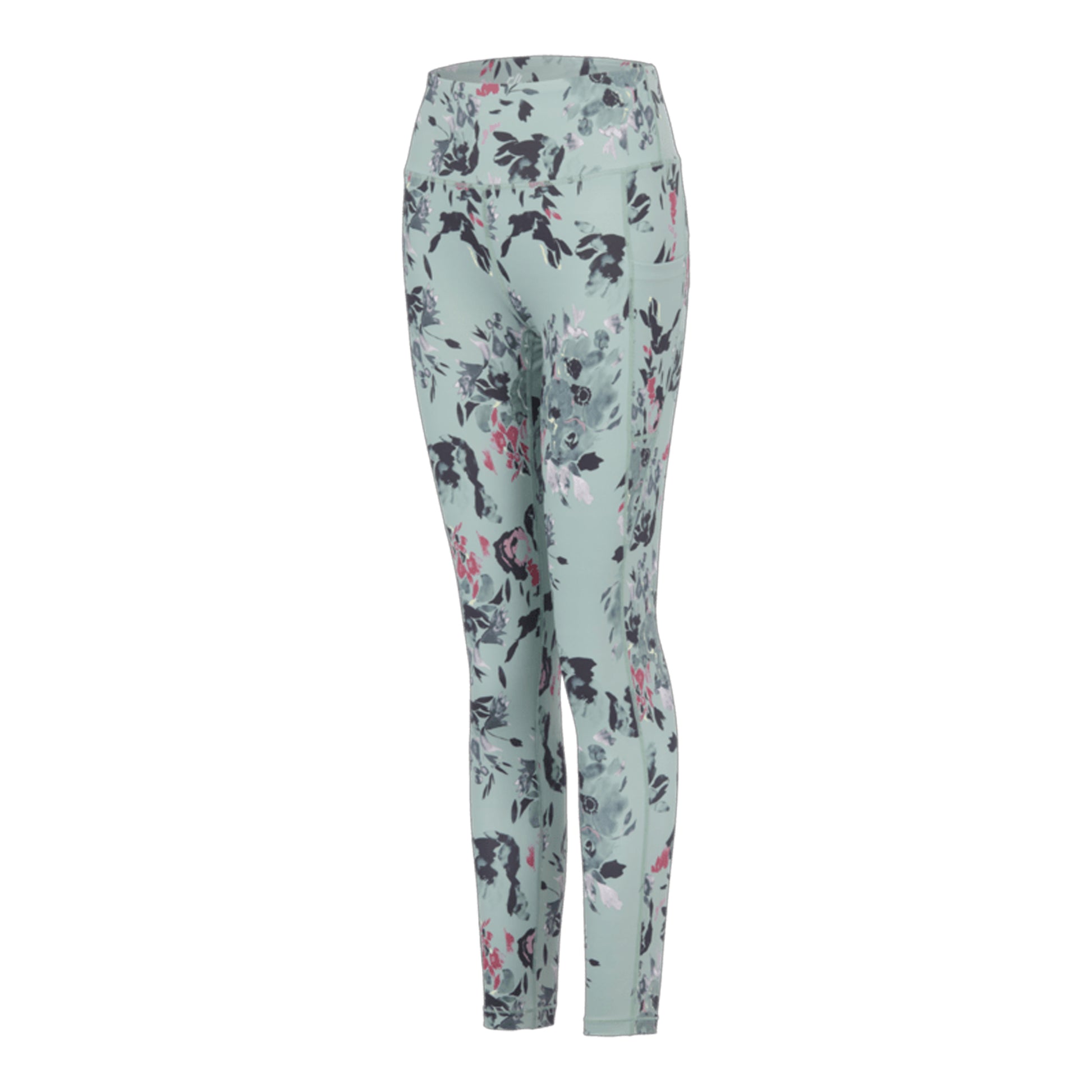 Glacier Green - Side - Regatta Womens-Ladies Influential II Floral Leggings