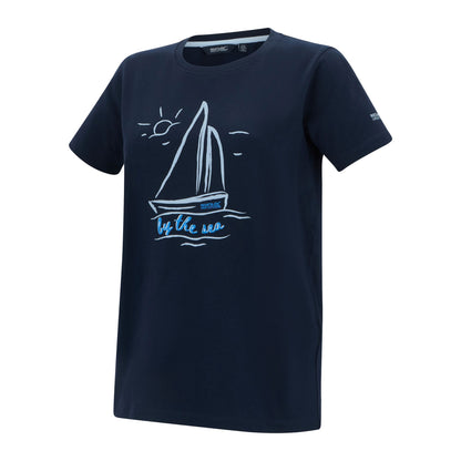 Navy - Side - Regatta Womens-Ladies Filandra VX Sailboat T-Shirt