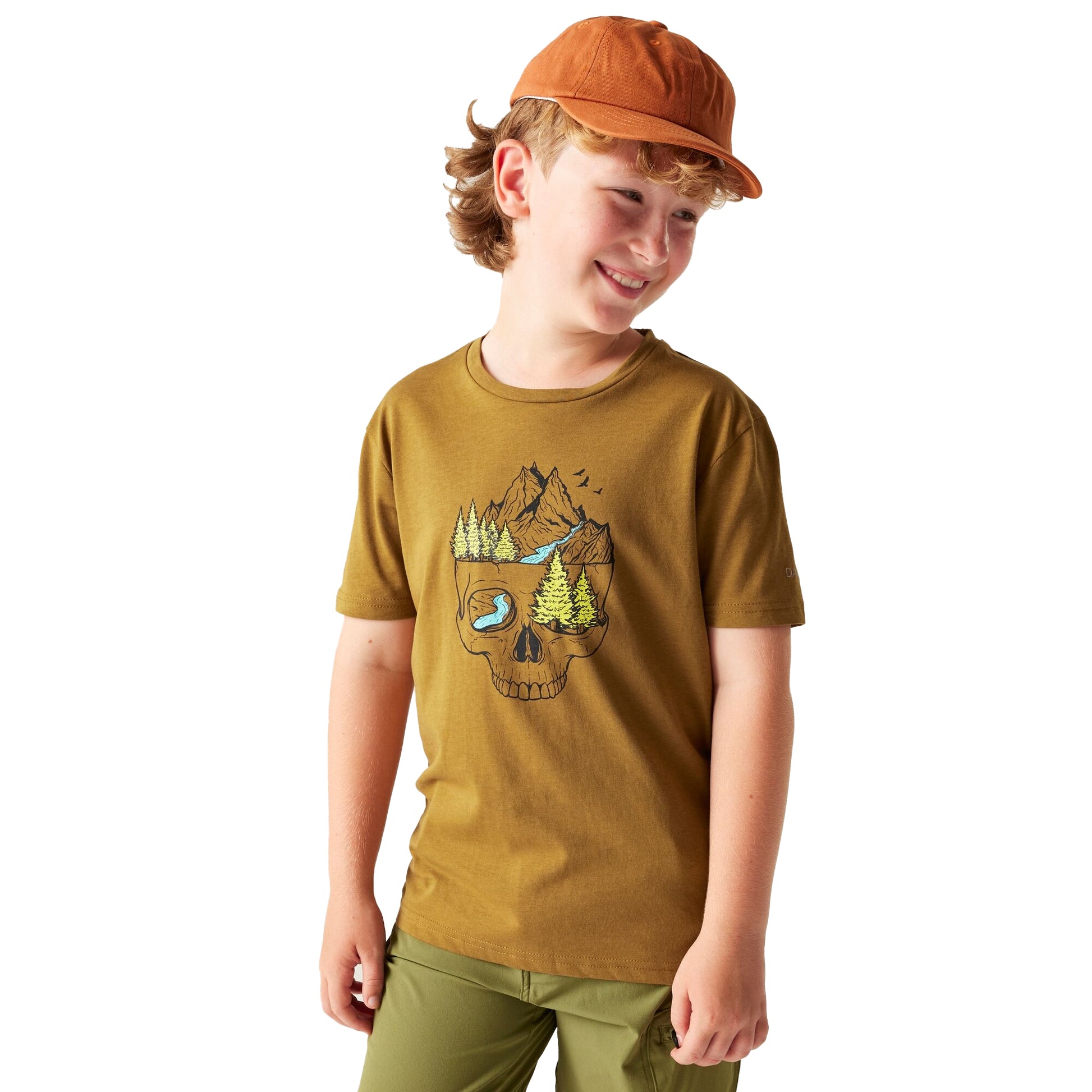 Dark Cumin Yellow - Lifestyle - Dare 2B Childrens-Kids Trailblazer III Skull T-Shirt