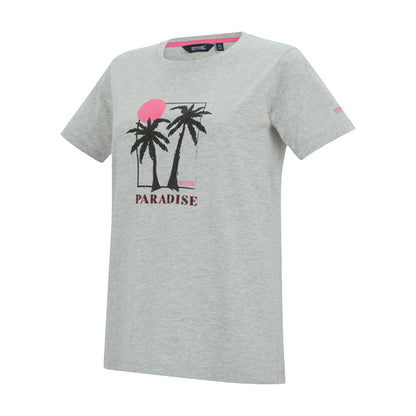 Grey Marl - Side - Regatta Womens-Ladies Filandra VX Paradise Palm T-Shirt